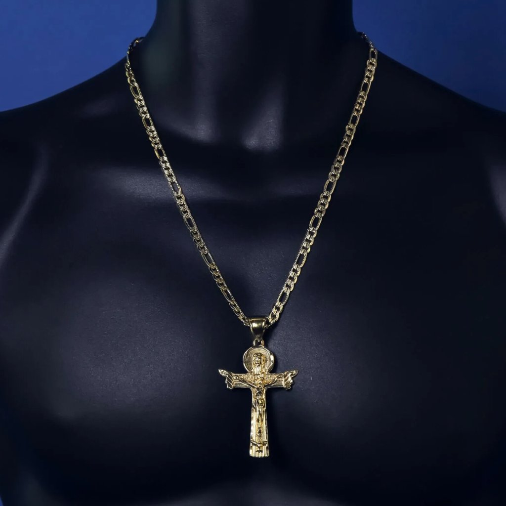 14k Men's Gold 24" Chain And Jesus Pendant